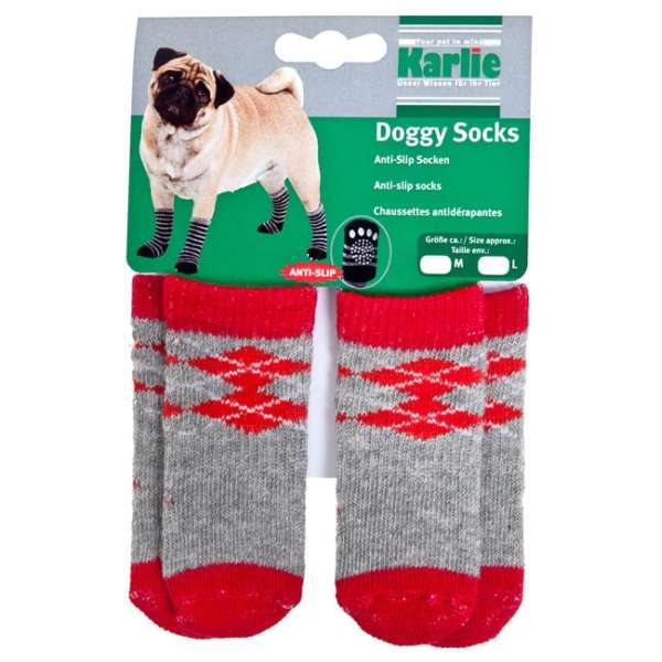 Karlie Doggy Socks Hundesocken 4er Set - Rot/Grau