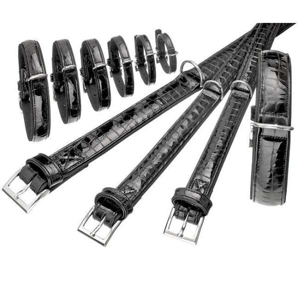 Karlie BUFFALO KROKO Büffelleder-Halsband - Schwarz