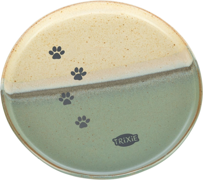 Trixie flacher Keramiknapf für Katzen - grün/beige